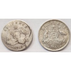 AUSTRALIA 1918 . SIXPENCE . KEY DATE and 1961 SIXPENCE